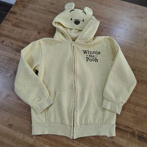 Disney Parks Original Yellow Winnie The Pooh Hooded Zip-Up Sweatshirt Size 9